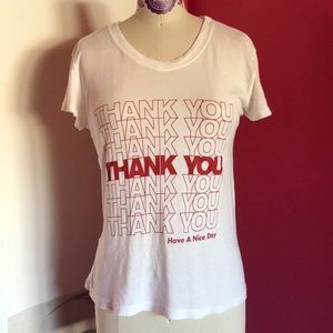 Brandy Melville White "THANK YOU" T-Shirt